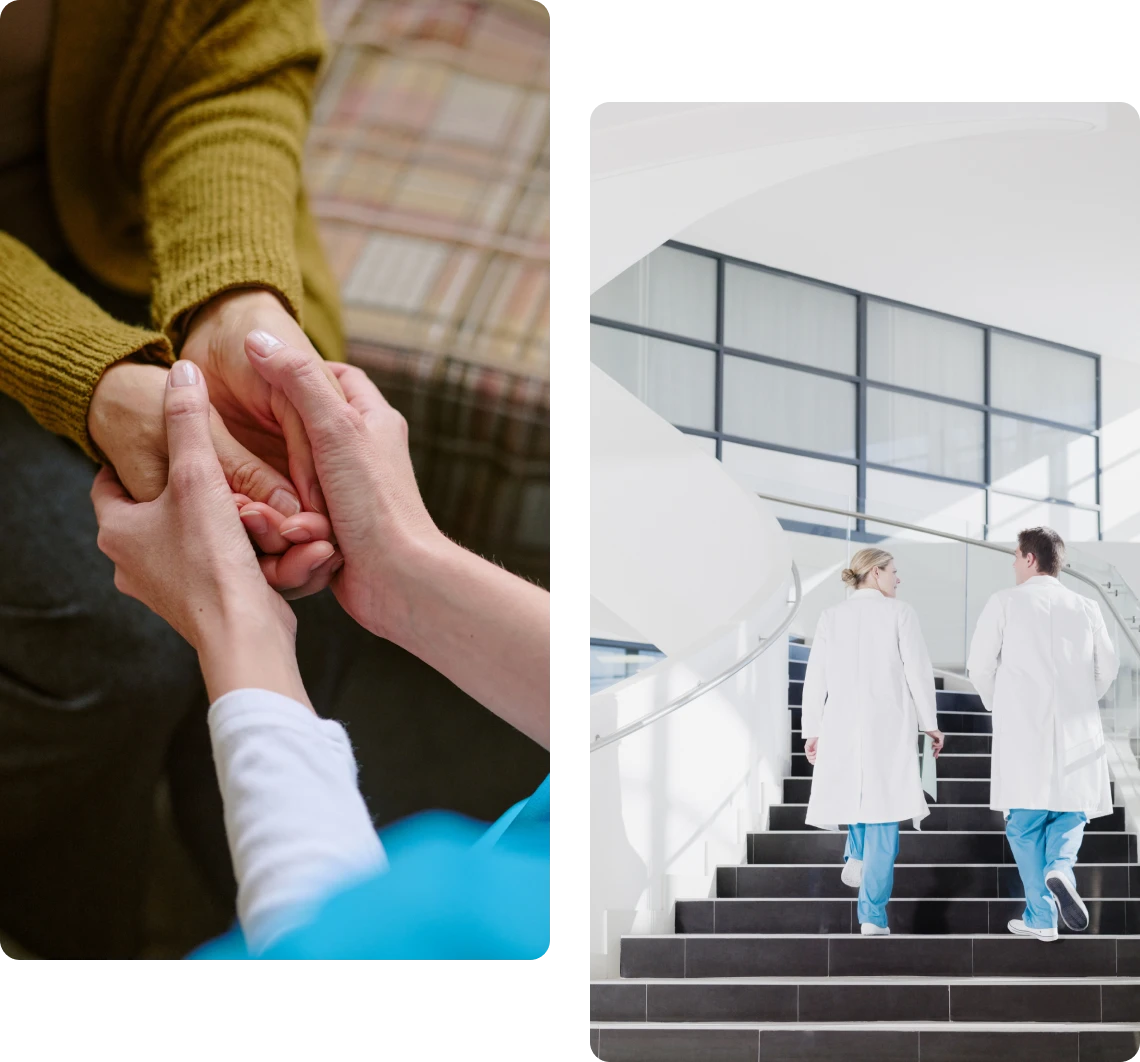 Holding hands for support